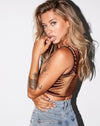 Image of Elci Corset Top in Satin Spandex Brown