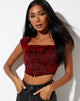 Image of Elis Crop Top in Brocade Flower Black and Red
