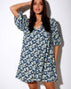 Image of Elna Babydoll Dress in Aster Blue