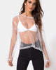 Image of Ether Longsleeve Top in White Glitter on Net White