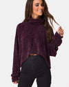 Image of Evie Cropped Sweatshirt in Chenille Plum