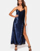 Image of Fitilia Maxi Dress in Midnight Mini Sequin with Black Lace