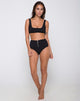 Image of Fleata Bikini Bottom Mini Rib Textured Onyx