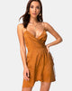 Image of Furiosa Wrap Dress in Gold Satin Cheetah