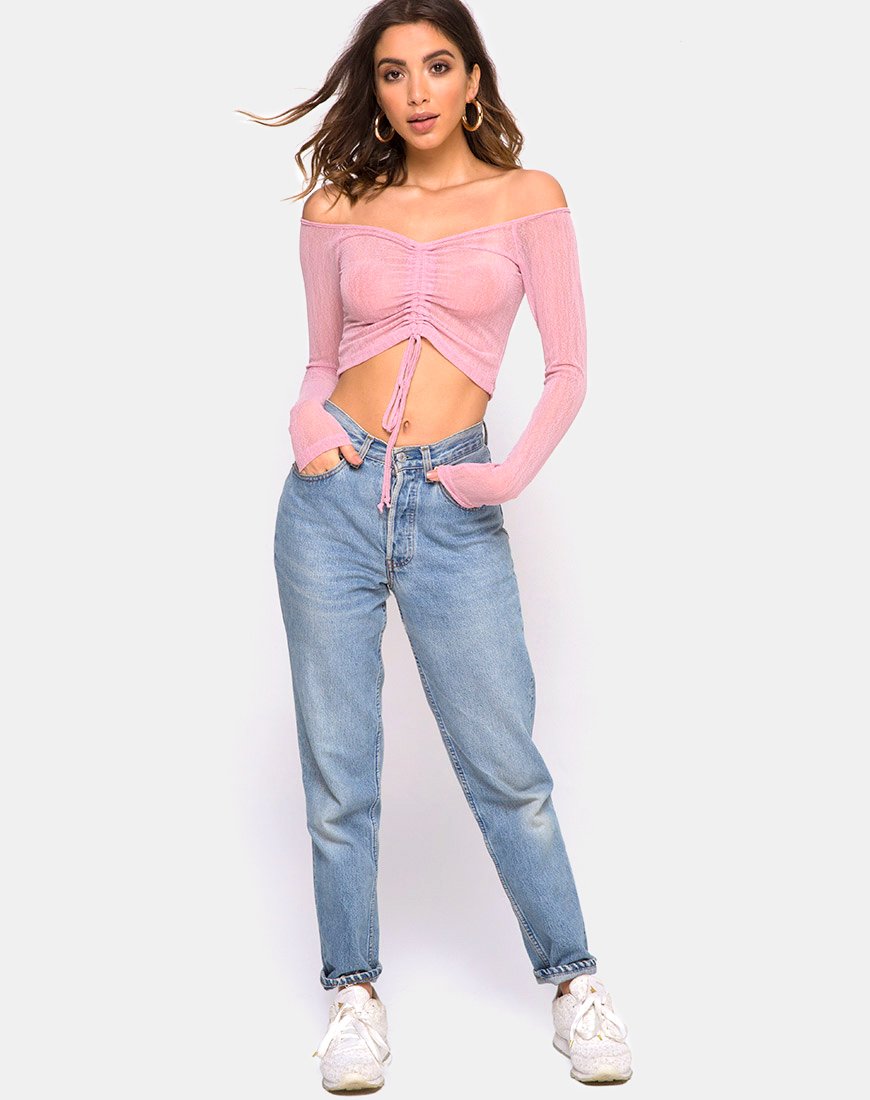 Image of Ganida Crop Top in Sheer Knit Blush