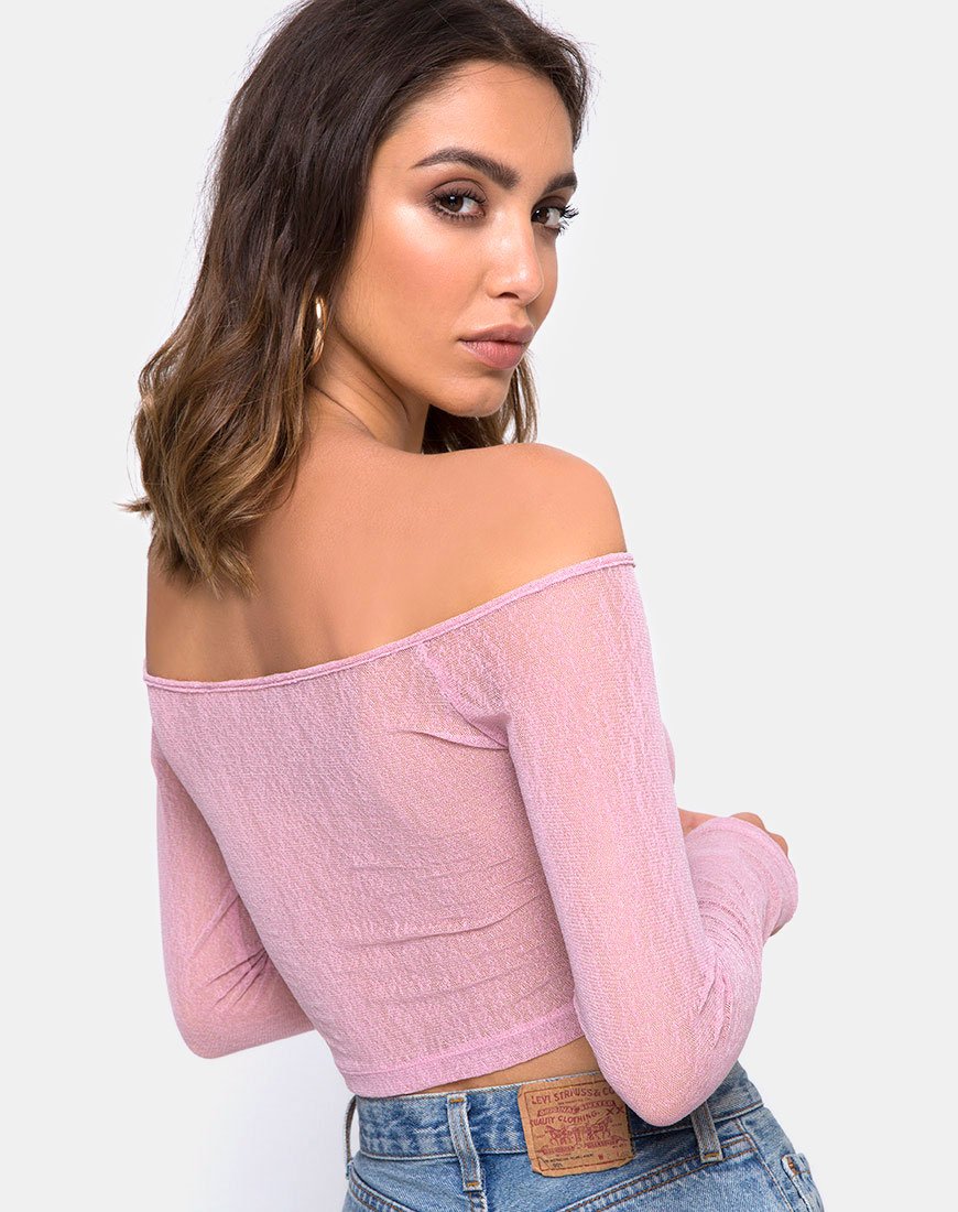 Image of Ganida Crop Top in Sheer Knit Blush
