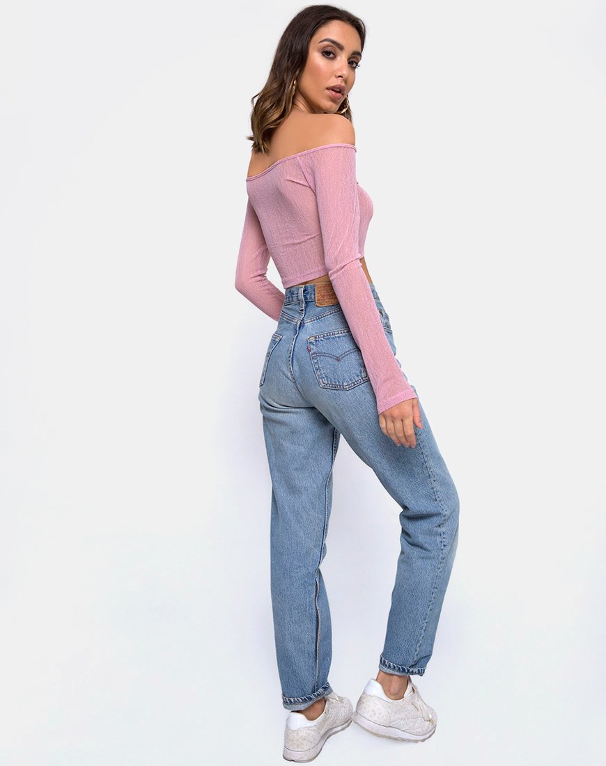 Image of Ganida Crop Top in Sheer Knit Blush