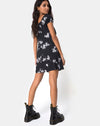 Image of Gaval Mini Dress in Mono Flower Black
