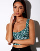 Image of Gladis Vest Crop Top in Floral Field Green