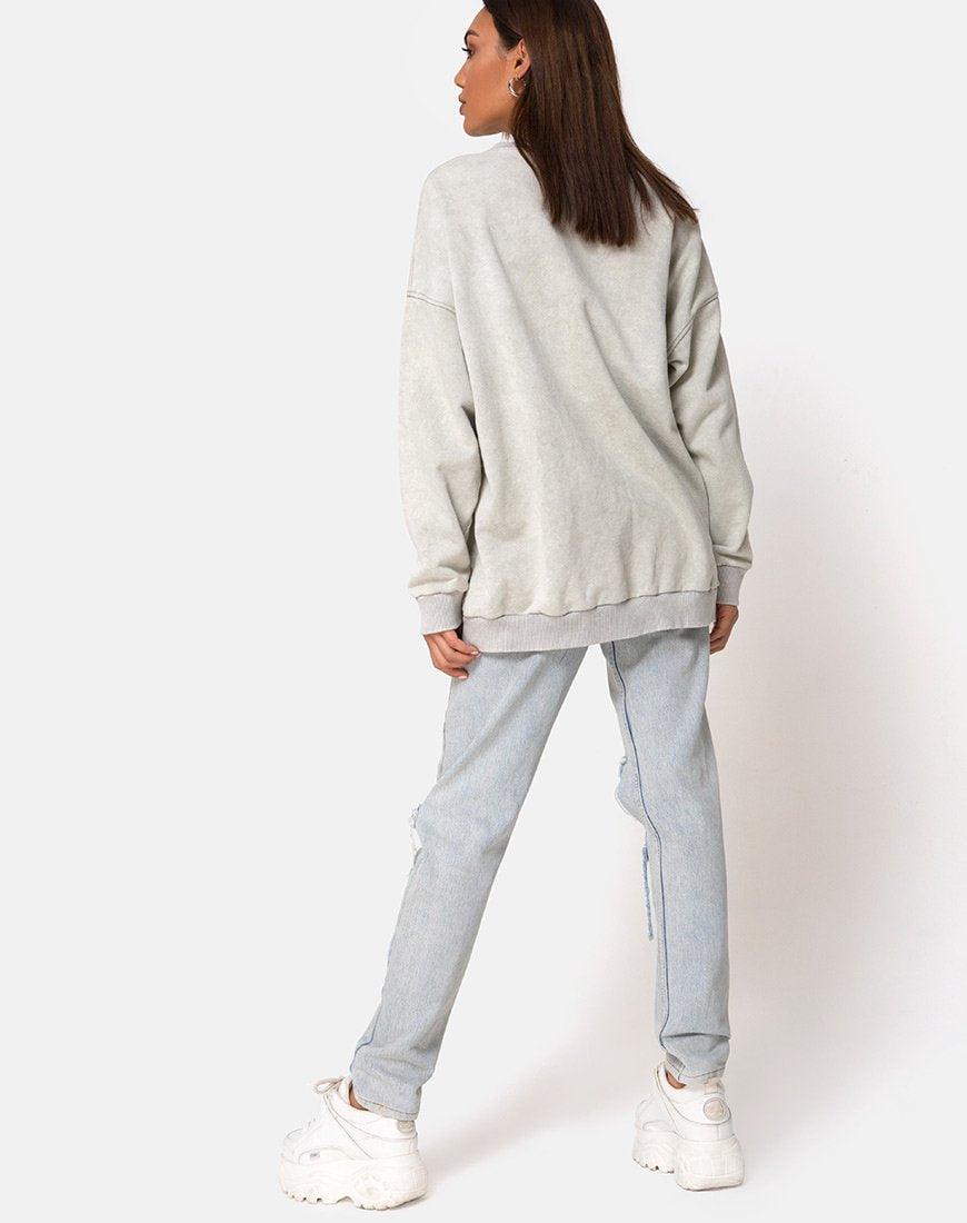 Image of Glo Sweatshirt in Ecru with Butterfly Embro