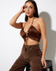 Image of Halpi Crop Top in Satin Rich Brown
