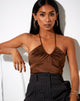 Image of Haltri Crop Top in Satin Chocolate