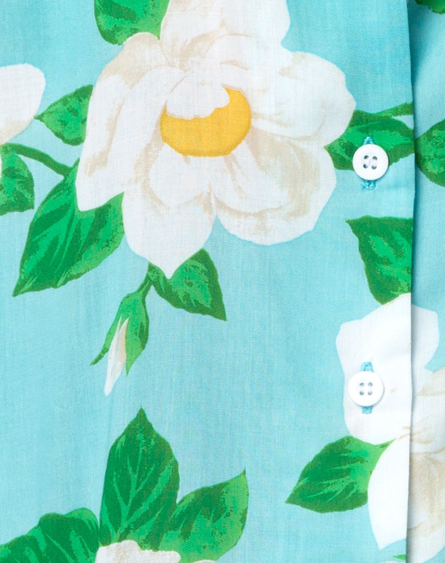 Image of Hawaiian Shirt in White Rose