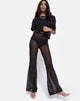 Image of Herlom Flare Trouser in Black Fishnet