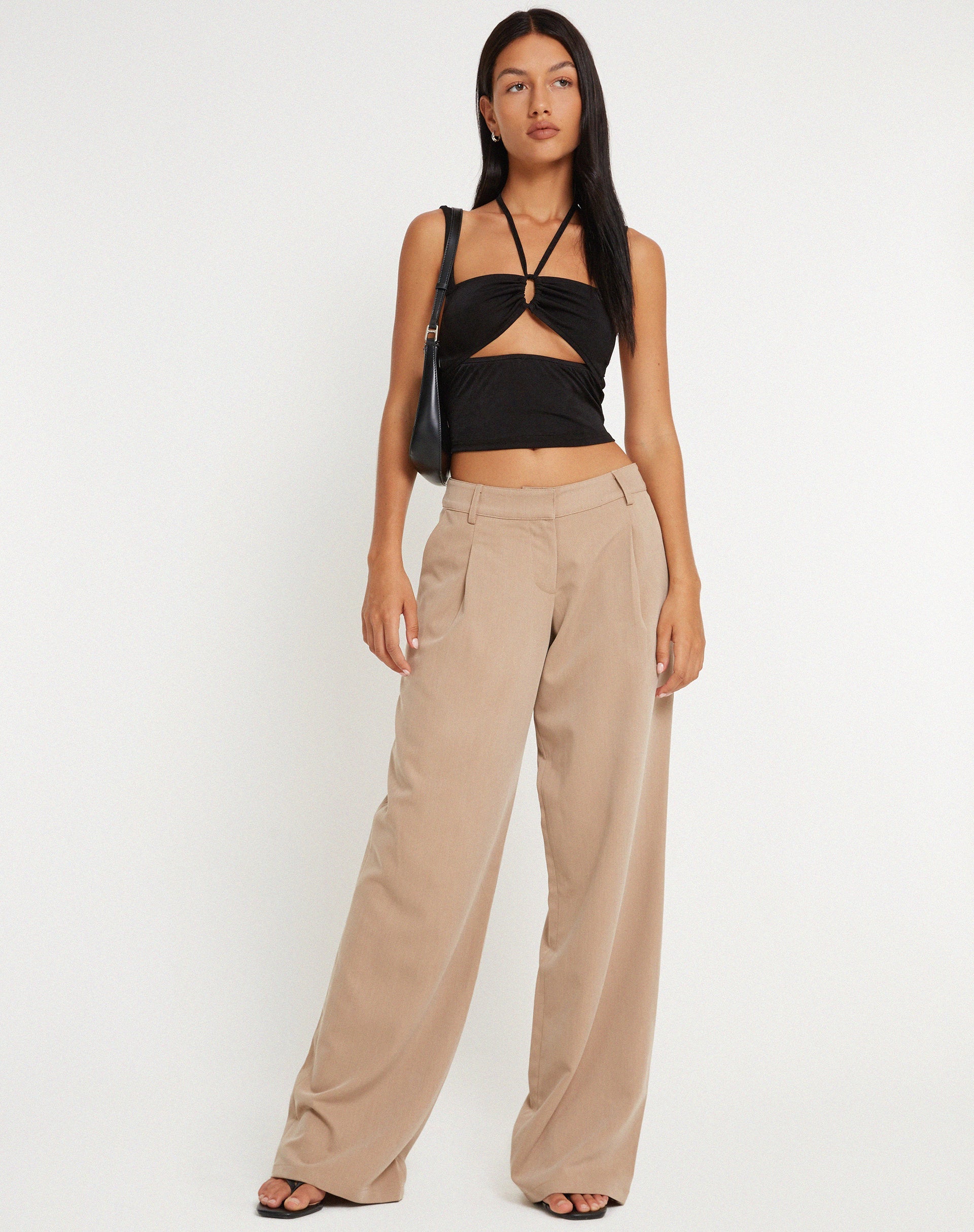 image of Hondra Wide Leg Trouser in Beige