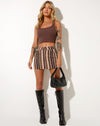 Image of Micro Broomy Mini Skirt in Mix Stripe Brown