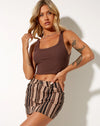 Image of Micro Broomy Mini Skirt in Mix Stripe Brown