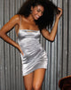 Image of Kozue Dress in Satin Icy Silver