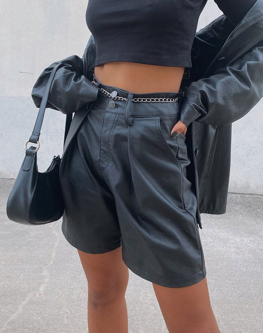 Rerita Shirred Micro Shorts in Black