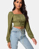 Image of Iris Crop Top in Satin Cheetah Khaki