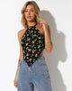 Image of Jedi Halterneck Top in Floral Black