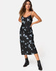 Image of Julia Maxi Dress in Mono Flower Black Satin