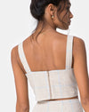 Image of Kaira Crop Top in Tonal Plaid Almond