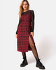 Image of Kaoya Midi Dress in Check Red and Black