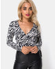 Image of Kayak Wrap Top in 90s Zebra