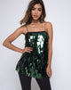 Image of Keke Long Top in Dangle Sequin Forest Green