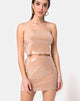 Image of Kimmy Bodycon Skirt in Camel with Clear Sequin