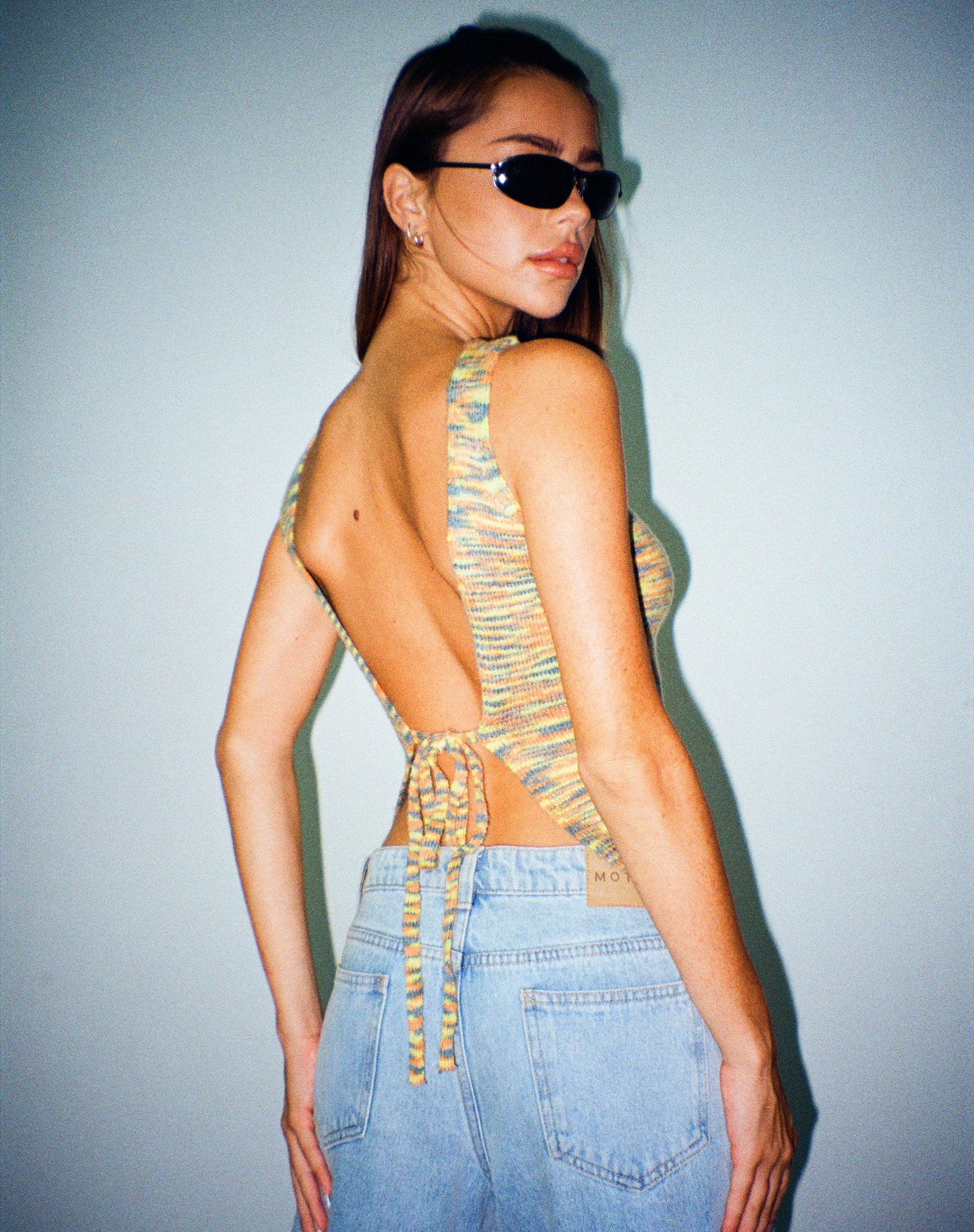 image of MOTEL X JACQUIE Kinda Crop Top in Mix Space Dye Multi Colour