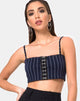 Image of Kyga Crop Top In Navy Pinstripe