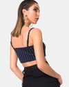 Image of Kyga Crop Top In Navy Pinstripe