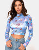 Image of Lara Top in Mesh Blue Butterfly