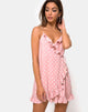Image of Lasky Slip Dress in Spot Stripe Pink and White