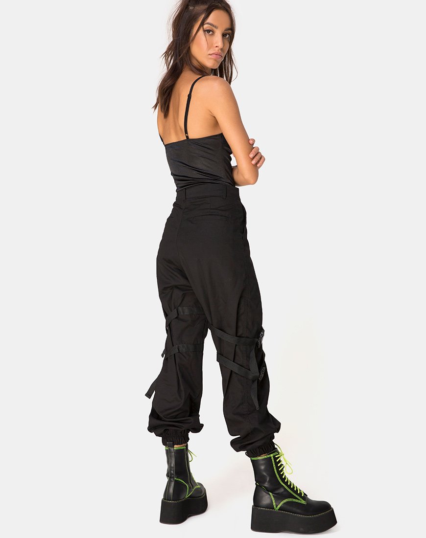 Image of Letta Bodice in Satin Black with Lime Lace Trim