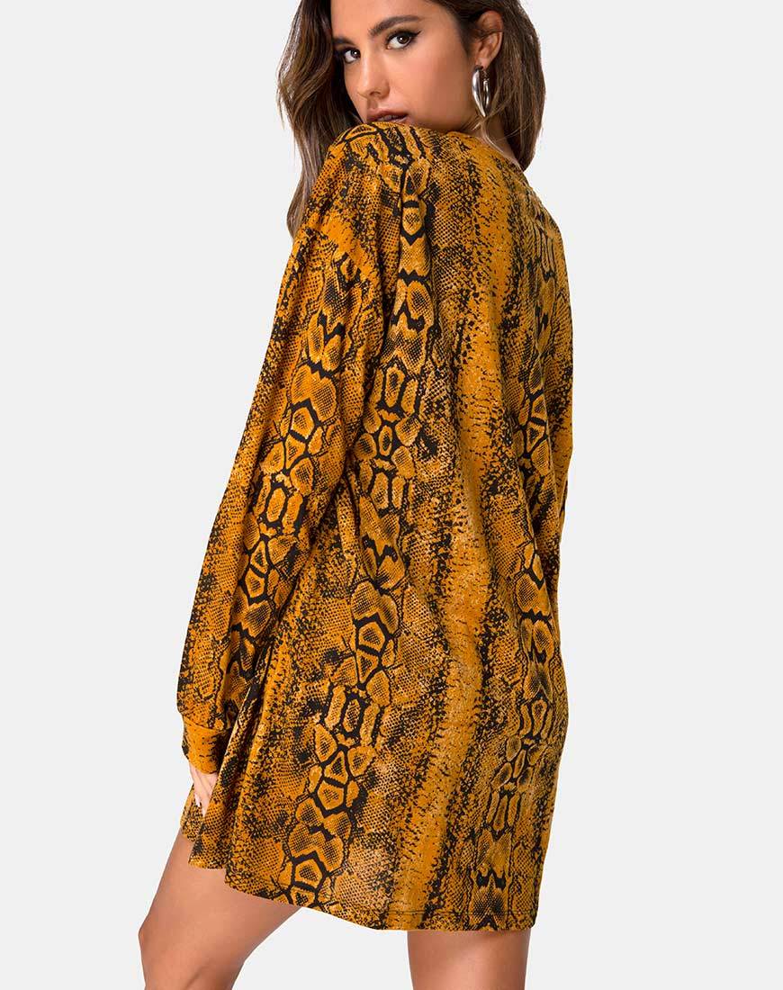 Mustard snake shop print dress