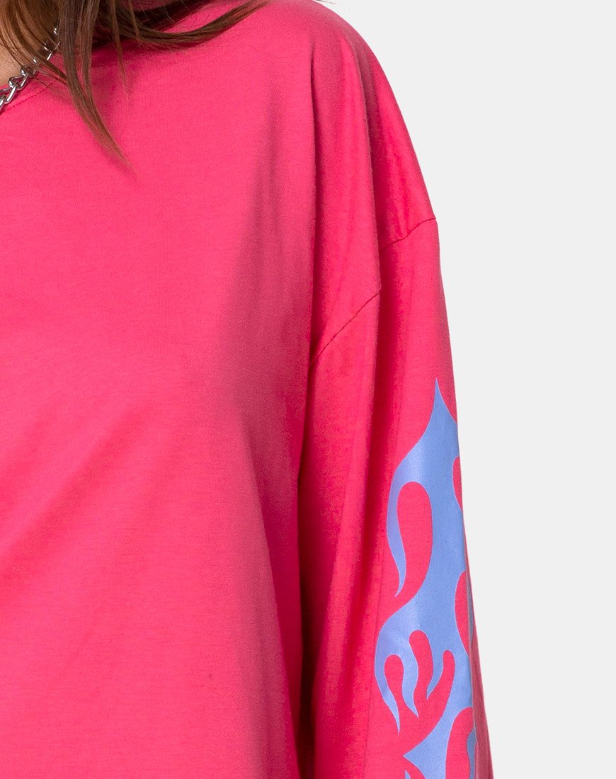 Image of Lotsun Sweatshirt in Pink with Flame