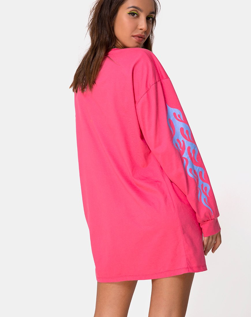 Image of Lotsun Sweatshirt in Pink with Flame