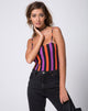 Image of Lucia Bodice in Purple and Orange Stripe