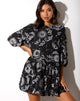 Image of Mareta Tea Dress in Night Sky Black