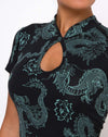 Dragon Flower Black and Mint