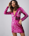 Image of Meli Plunge Dress in Fishcale Sequin Pink