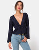 Image of Merida Blouse in Satin Rose Navy