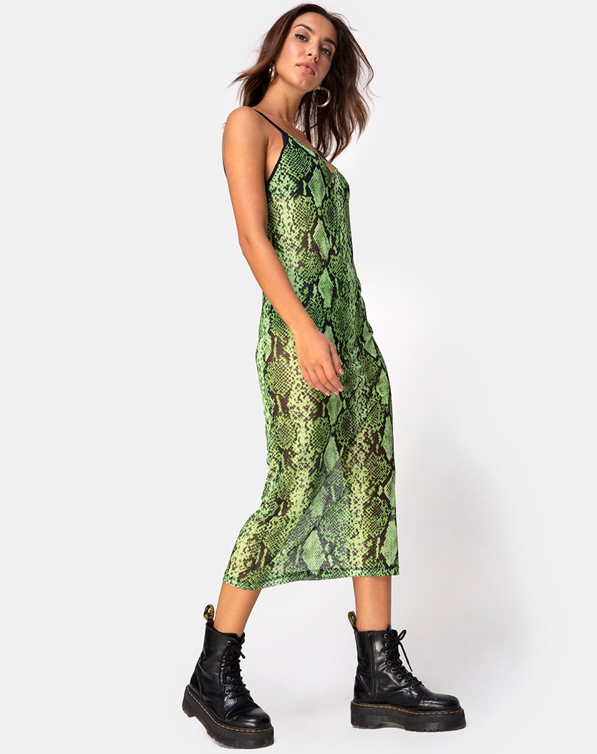 Lime green snake print 2024 dress