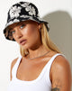 Image of Bucket Hat in Vacation Black White