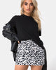 Image of Mini Broomy Skirt in Mono Animal Grey and White
