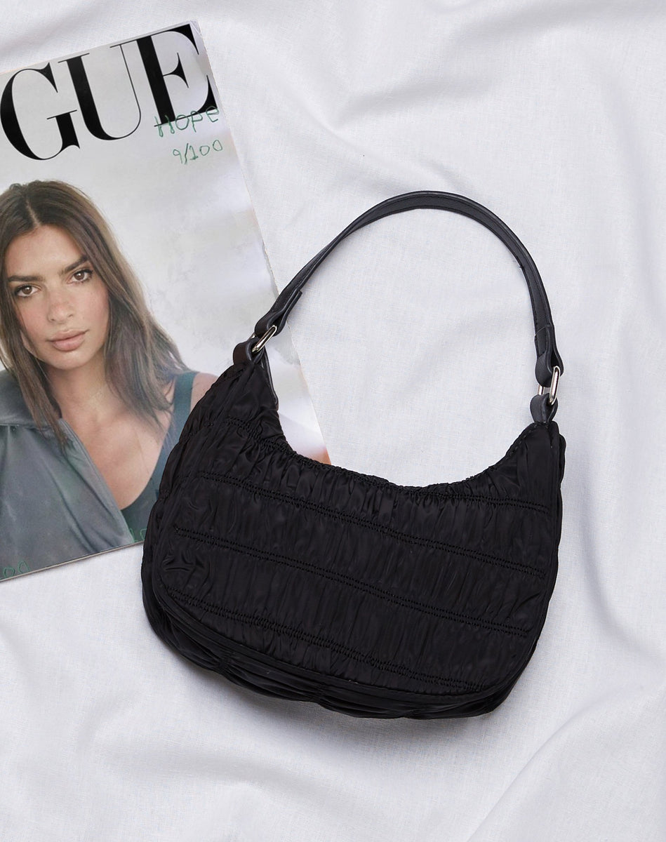 Black ruched shoulder online bag