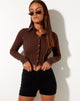 Image of Nandy Crop Top in Rib Deep Mahogany with Brown Stitching